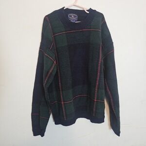 Chelsea Cambell for Charter Club Plaid Blue Xmas Crew Neck Women Size S Cotton